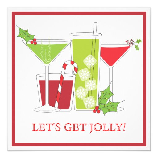 För julcocktailparty för järnek Jolly inbjudan