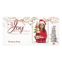 För julhelgdag för glädje rosa photocard foto kort