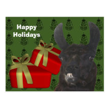 För julhelgdag för svart Llama djur vykort