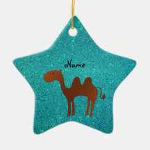 För kamelturkos för personlig känt gulligt glitter juldekoration