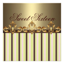 För kronafödelsedag för sweet sixteen guld- inbjud
