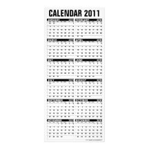 För kuggekort för kalender 2011 vit för svart rackkort med full färg