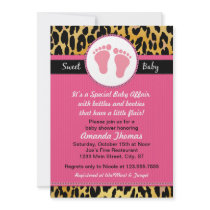 För Leopardbaby shower för mod rosa inbjudningar