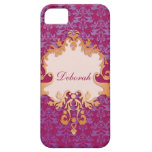 För lilanamn för elefant damastast fodral för ipho iPhone 5 Case-Mate fodral