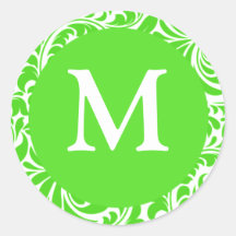För limefrukt- och vitbröllopfavör för Monogram M  Klistermärken