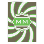 För limefruktgrönt för Monogram Retro spiral chokl Kort