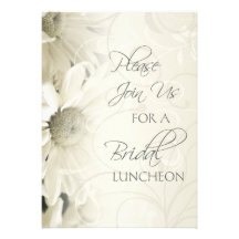 För Luncheoninbjudan för vit blom- brud- kort