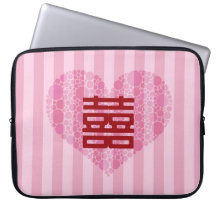 För lyckabröllop för kines dubbel laptop sleeve laptop datorskydd