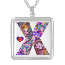 FÖR MASKERADMONOGRAM X FÖR VALENTIN VENETIAN BREV PERSONLIGA HALSBAND