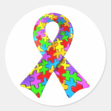 för medvetenhetpussel för Autism 3D band Runda Klistermärken