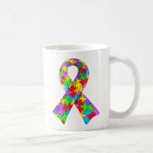 för medvetenhetpussel för Autism 3D band Kaffe Mugg