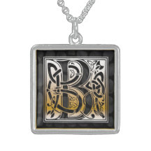 För Monogram"Celtic" för B initiala halsband för s