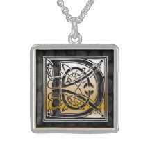 För Monogram"Celtic" för D initiala halsband för s