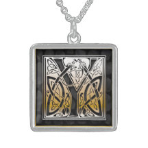 För Monogram"Celtic" för Y initiala halsband för s