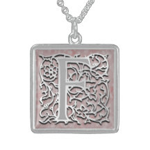 För Monogram"silver" för F initialt halsband för s