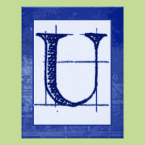 För Monogrambröllop för ritning "U" inbjudningar inbjudningar