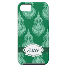 För paisley för smaragd grönt namn anpassade iPhone 5 skal