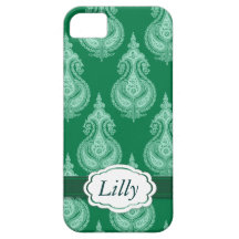 För paisley för smaragd grönt namn anpassade iPhone 5 cover