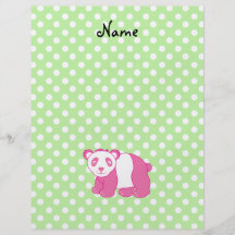 För pandagrönt för personlig känd rosa polka dots flygblad designs