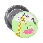 För paraplybaby shower för giraff bärande inbjudan knappar med nål