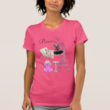 För Paris för chic flickaktigt rosa romantik vinta T Shirt