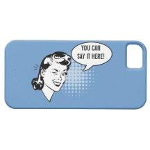 För Retro humoristiskt fodral blinkakvinna för blå iPhone 5 Case-Mate Fodral