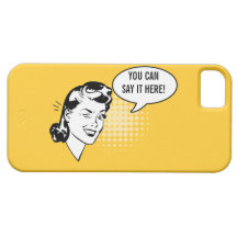 För Retro humoristiskt fodral blinkakvinna för gul iPhone 5 Skal