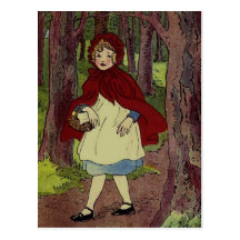 För ridninghuva för vintage lite röd illustration vykort