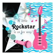 För Rockstar för krickablåttsebra dusch flicka Skräddarsydda Inbjudan