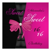 För rosasvart för sweet sixteen 16th ljusa pilbåge inbjudningskort