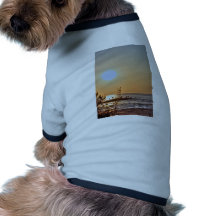 För Seaview Oceanview för soluppgångstrandhav bild Hund T-shirt
