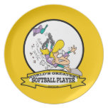 FÖR SOFTBALLSPELARE FÖR VÄRLDAR MEST UNDERBAR TECK DINNER PLATES