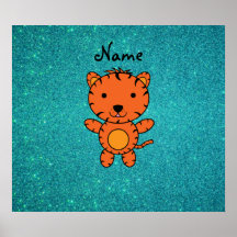 För tigerturkos för personlig känt glitter print