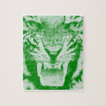 För tigervågrät för arg grön linjer jigsaw puzzles