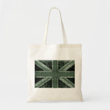 för UK-flagga för grunge grön design Tygkassar