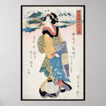 För ukiyo-erulla för kall vintage japansk konst fö print