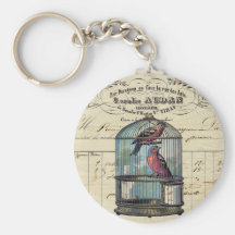 För Victorianfågelbur för vintage fransk chic love Nyckel Ringar