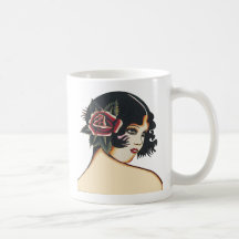 För vintage flicka flickaktigt kaffe koppar