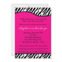 för zebra tryckbaby shower för shock rosa 5x7 inbj