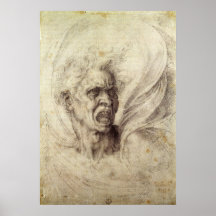 Förbannad Soul av Michelangelo, renaissancekonst Affisch
