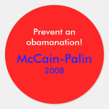 Förhindra en obamanation knäppas McCain-Palin 2008 Runda Klistermärken