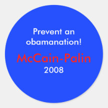 Förhindra en obamanation knäppas mccainen-Palin 20 Runda Klistermärken
