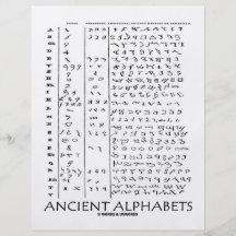 Forntida alfabet flyg blad