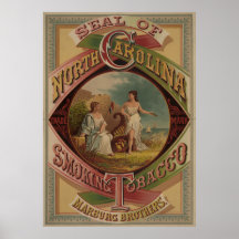 Försegla av North Carolina som röker tobak [1879] Affisch