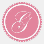 Förseglar den rosa monogramen för den initiala G-p Rund Klistermärke