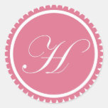 Förseglar den rosa monogramen för den initiala H-p Runda Klistermärken