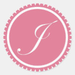 Förseglar den rosa monogramen för den initiala j-p runda klistermärken