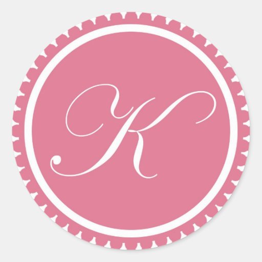 Förseglar den rosa monogramen för den initiala K-p Klistermärke