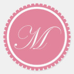 Förseglar den rosa monogramen för den initiala M-p Runda Klistermärken