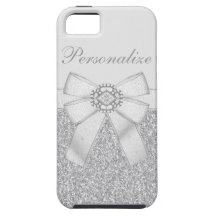 Försilvra glitter & fodral för diamantBling iPhone iPhone 5 Fodral